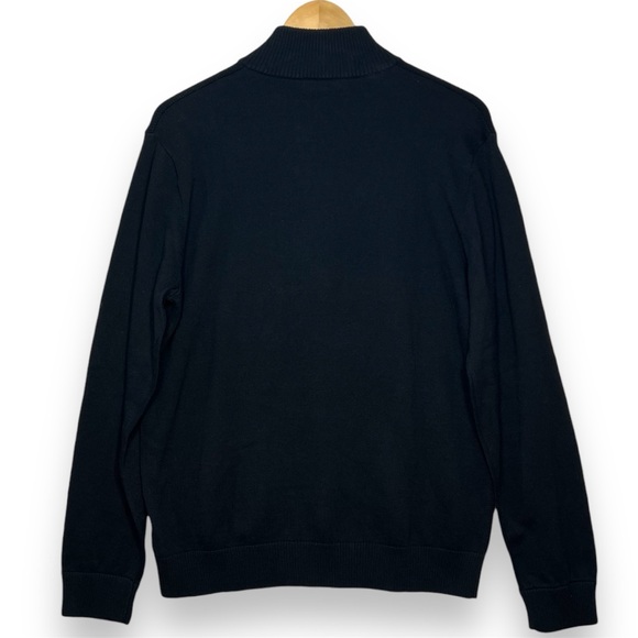 Michael Kors Sweater Men’s L Textured Knit 1/4 Zip Black Mock Neck Quiet Luxury - Picture 2 of 8